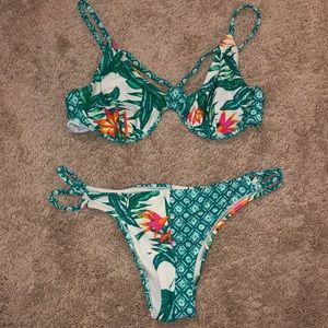 Mink Pink Tropica Mix Print Bikini Size M